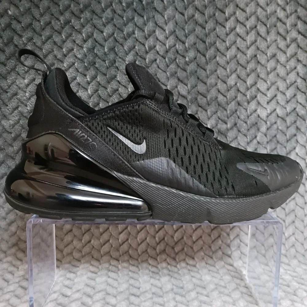Nike Air Max 270 Triple Black GS Walking Running Shoes Size 6.5Y Women's 8